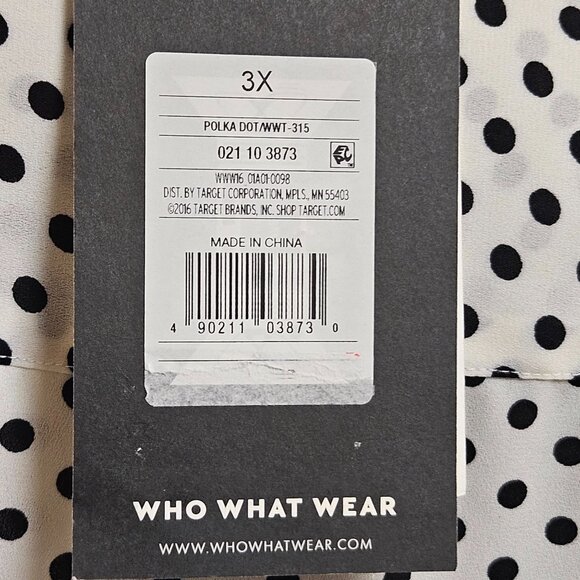 Who What Wear Blouse Womens Size 3X Polka Dot Button Front Black White NWT - Picture 7 of 10